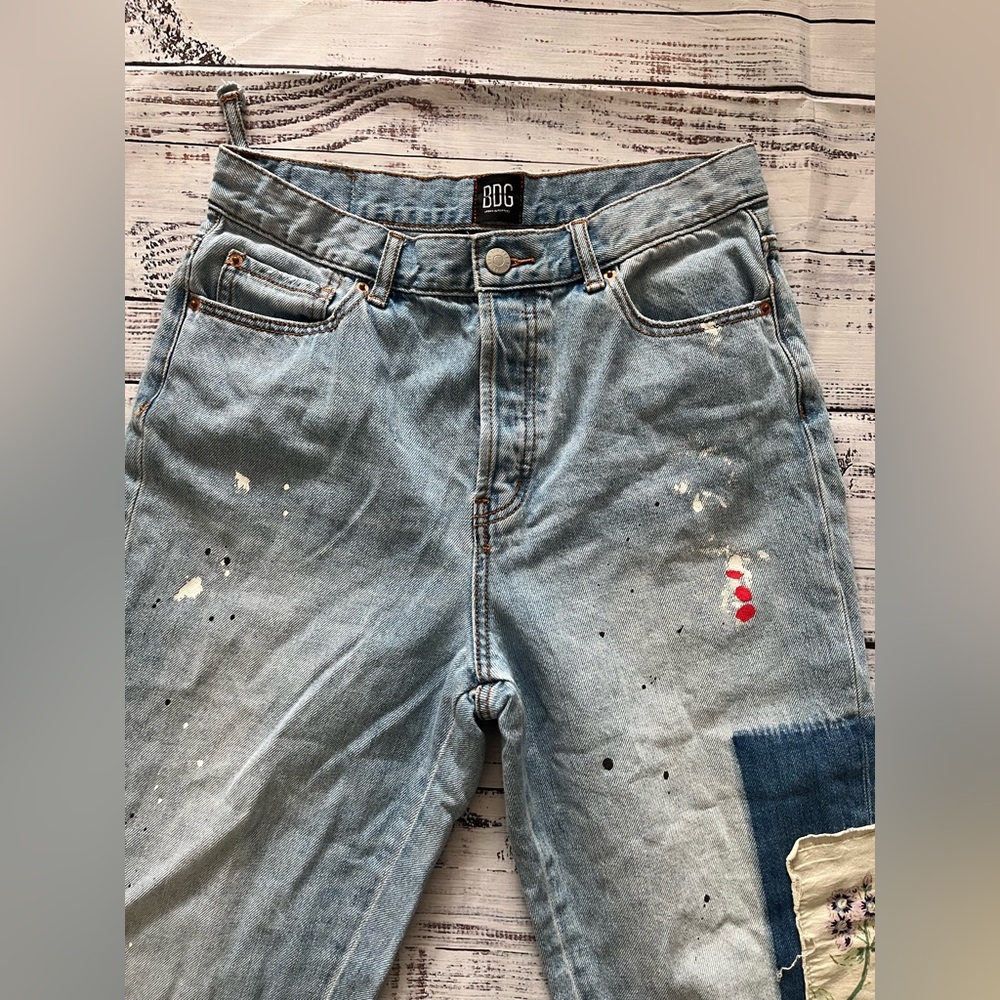 BDG Light Blue Patchwork Paint-Splatter Mom Jeans - image 5